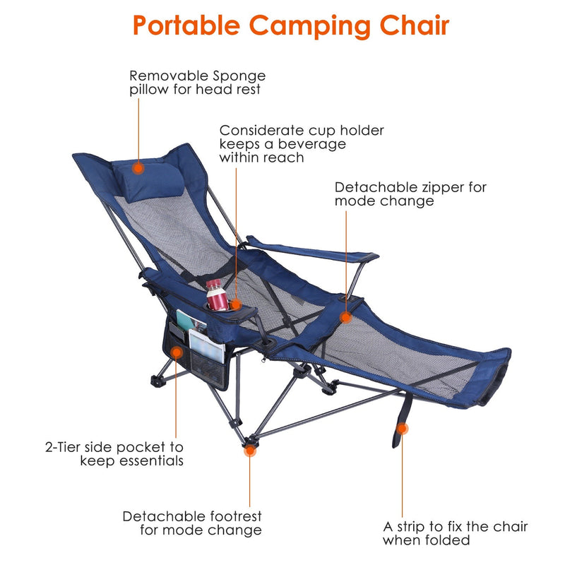 Load image into Gallery viewer, Foldable Camping Chair 330LBS Load Heavy Duty Steel Lawn Chair Collapsible Chair with Reclining Backrest Angle Cup Holder Pillow Side Pocket Carry Bag
