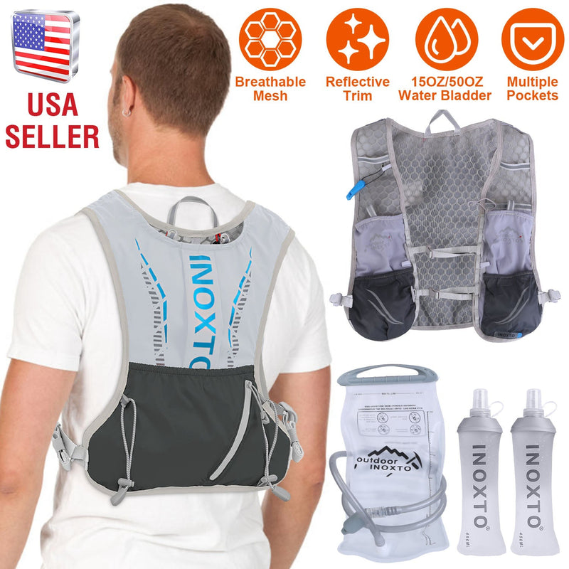Load image into Gallery viewer, Sport Hydration Vest Running Backpack with 15oz 50oz Water Bladder Adjustable Strap Storage Bag for Trail Running Marathon Race Hiking
