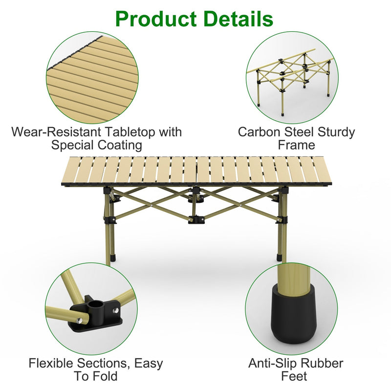 Load image into Gallery viewer, Folding Camping Table Portable Lightweight Carbon Steel Roll-up Picnic BBQ Desk with Carry Bag Heavy Duty for Outdoor Beach Backyard Party Patio Campi
