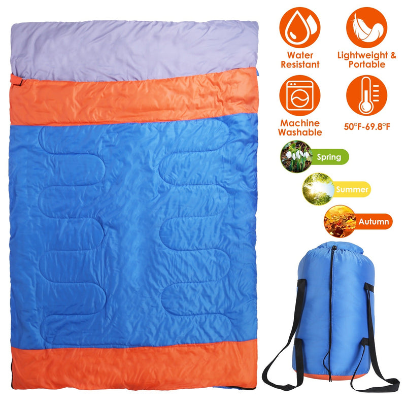 Load image into Gallery viewer, 3 People Sleeping Bag for Adult Kids Lightweight Water Resistant Camping Cotton Liner Cold Warm Weather Indoor Outdoor Use 3 Season with Sack for Spri

