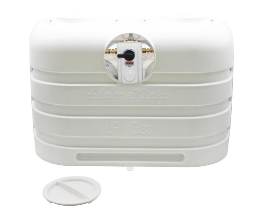 Flame King Dual 20LB LP Propane Tank Light Plastic Heavy Duty Cover Rv Trailer White
