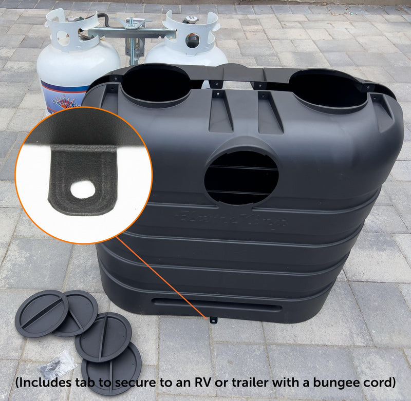 Load image into Gallery viewer, Flame King Dual 30LB LP Propane Tank Light Plastic Heavy Duty Cover RV Trailer Black
