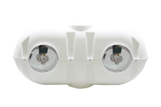 Flame King Dual 30LB LP Propane Tank Light Plastic Heavy Duty Cover RV Trailer White