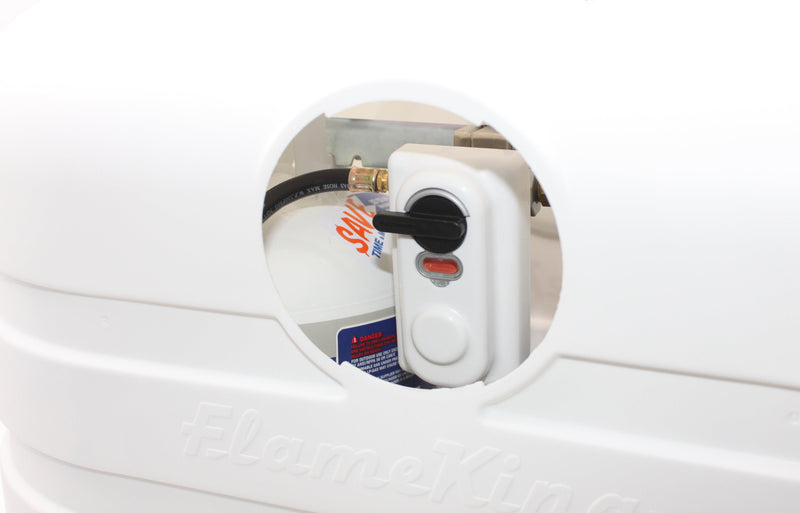 Load image into Gallery viewer, Flame King Dual 30LB LP Propane Tank Light Plastic Heavy Duty Cover RV Trailer White
