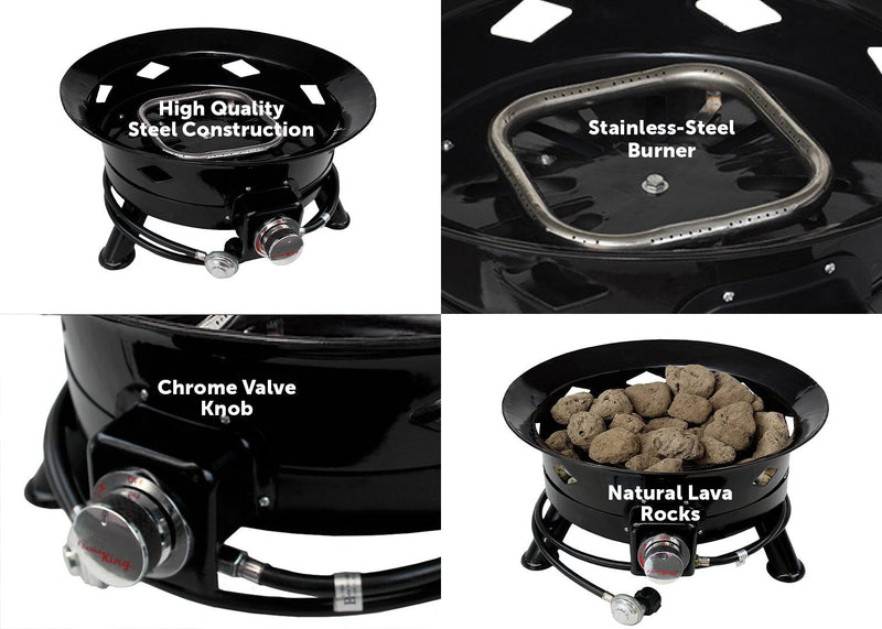 Load image into Gallery viewer, Flame King Outdoor Portable Propane Gas 24" Fire Pit Bowl with Self Igniter Cover Carry Straps
