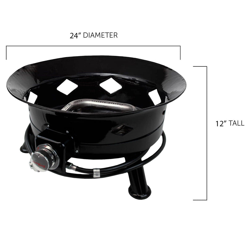 Load image into Gallery viewer, Flame King Outdoor Portable Propane Gas 24" Fire Pit Bowl with Self Igniter Cover Carry Straps
