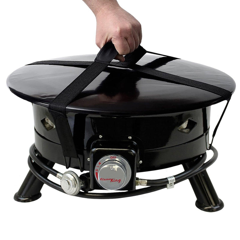 Load image into Gallery viewer, Flame King Outdoor Portable Propane Gas 24" Fire Pit Bowl with Self Igniter Cover Carry Straps
