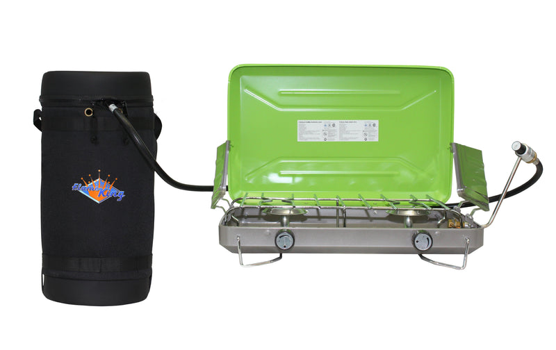 Load image into Gallery viewer, Flame King Propane Gas Hauler Kit-Insulated Protective Carry Case for 10lb Propane Tank plus Adapter Hose
