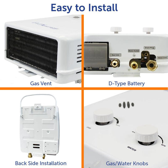 Flame King Tankless Outdoor Portable Camping Hot Shower Propane Gas 5L 1.32GPM Water Heater 34,000 BTU