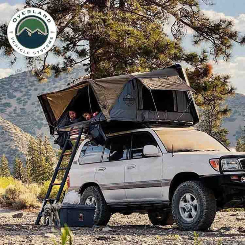 Load image into Gallery viewer, HD Bushveld II Cantilever Hard Shell Roof Top Tent Grey Body &amp; Tan Rainfly
