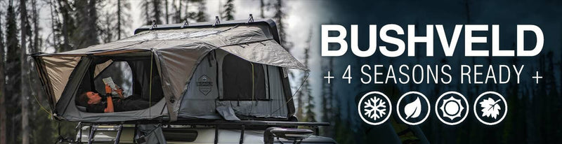 Load image into Gallery viewer, HD Bushveld II Cantilever Hard Shell Roof Top Tent Grey Body &amp; Tan Rainfly
