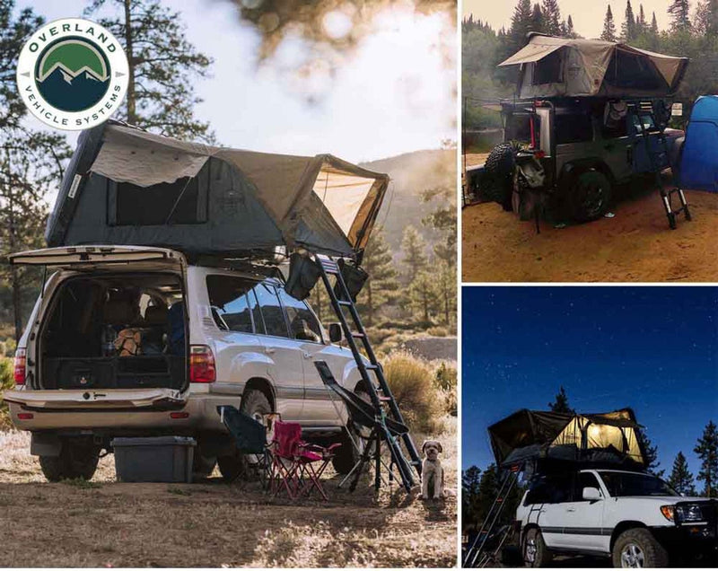 Load image into Gallery viewer, HD Bushveld II Cantilever Hard Shell Roof Top Tent Grey Body &amp; Tan Rainfly
