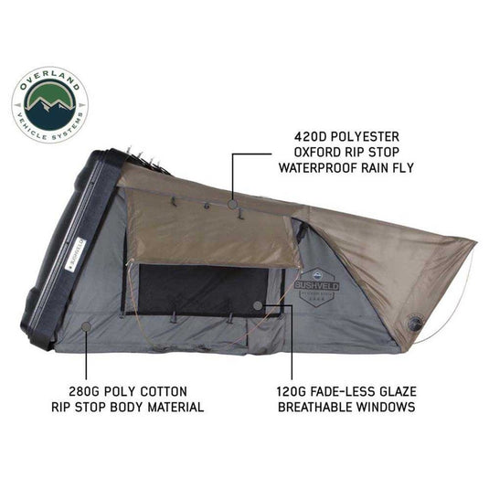 HD Bushveld II Cantilever Hard Shell Roof Top Tent Grey Body & Tan Rainfly