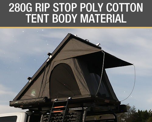 HD Mamba Clam Shell Aluminum Hard Shell Roof Top Tent, Grey Body & Green Trim