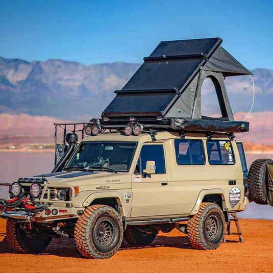 HD Mamba Clam Shell Aluminum Hard Shell Roof Top Tent, Grey Body & Green Trim