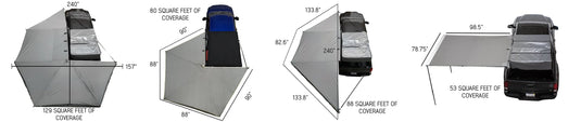 HD Nomadic 180 Degree Awning with Bracket Kit for Mid - High Roofline Vans