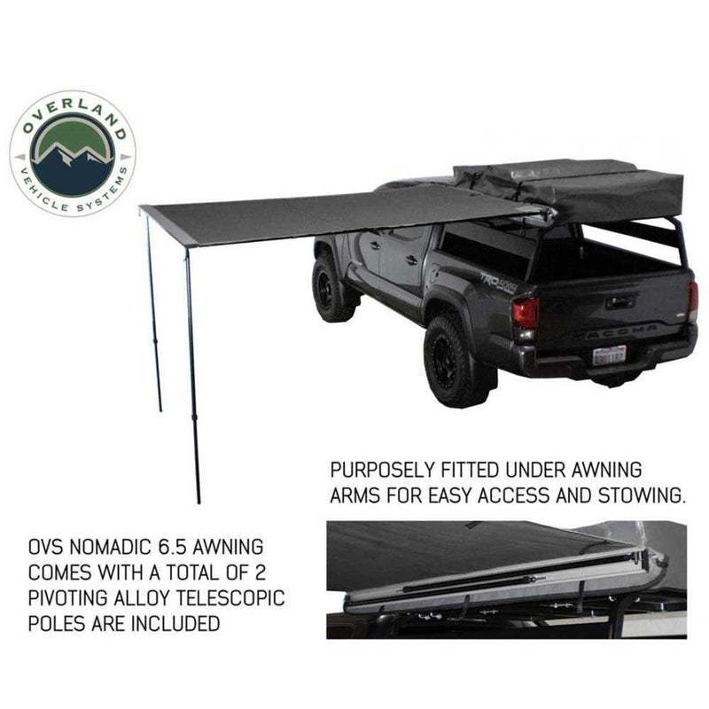 Load image into Gallery viewer, HD Nomadic 2.0 - 6.5' Awning - Grey Body, Green Trim &amp; Black Travel Cover
