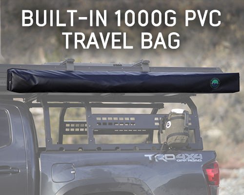Load image into Gallery viewer, HD Nomadic 2.0 - 6.5' Awning - Grey Body, Green Trim &amp; Black Travel Cover
