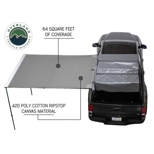 HD Nomadic 2.0 - 6.5' Awning - Grey Body, Green Trim & Black Travel Cover