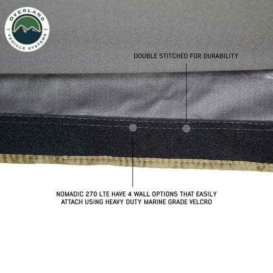 HD Nomadic 270 LTE Awning - Driver Side - Dark Gray with Black Travel Cover Universal