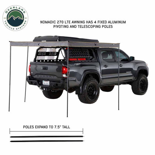 HD Nomadic 270 LTE Awning - Passenger Side - Dark Gray with Black Travel Cover Universal