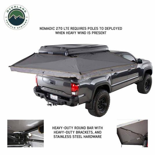 HD Nomadic 270 LTE Awning - Passenger Side - Dark Gray with Black Travel Cover Universal