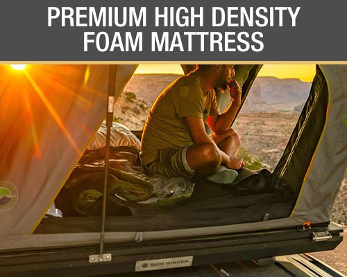 HD Sidewinder Side Load Aluminum Hard Shell Roof Top Tent, Grey Body & Green Trim