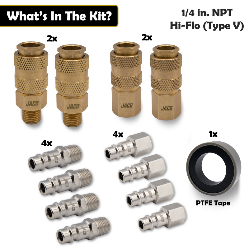 Load image into Gallery viewer, Hi-Flo Quick Connect Air Fittings | Plug &amp; Coupler Kit - 1/4" NPT (Set of 12)

