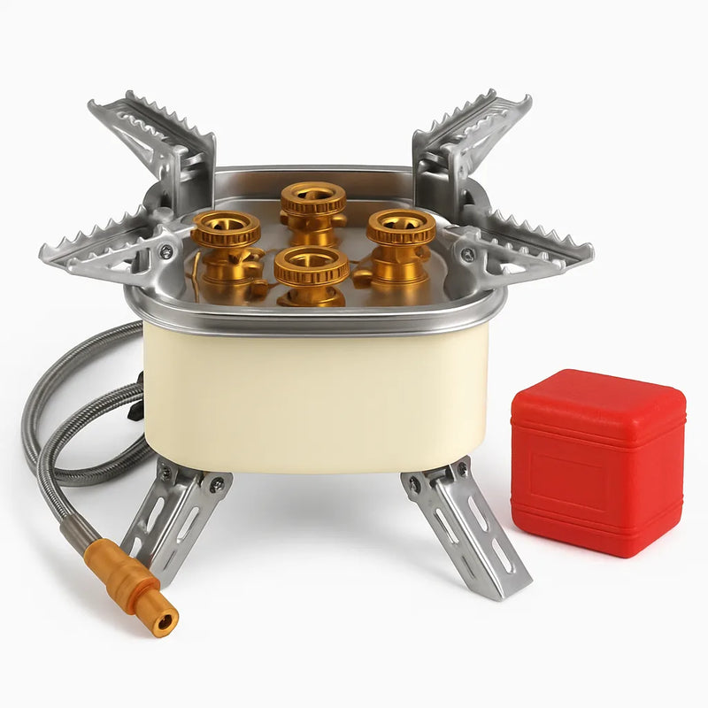 Load image into Gallery viewer, 13000W Portable Windproof Camping Stove Five-head Gas Cooking Burner with Piezo Ignition Stepless Flame Control Fit For ISO-butane, Propane, Butane Fu
