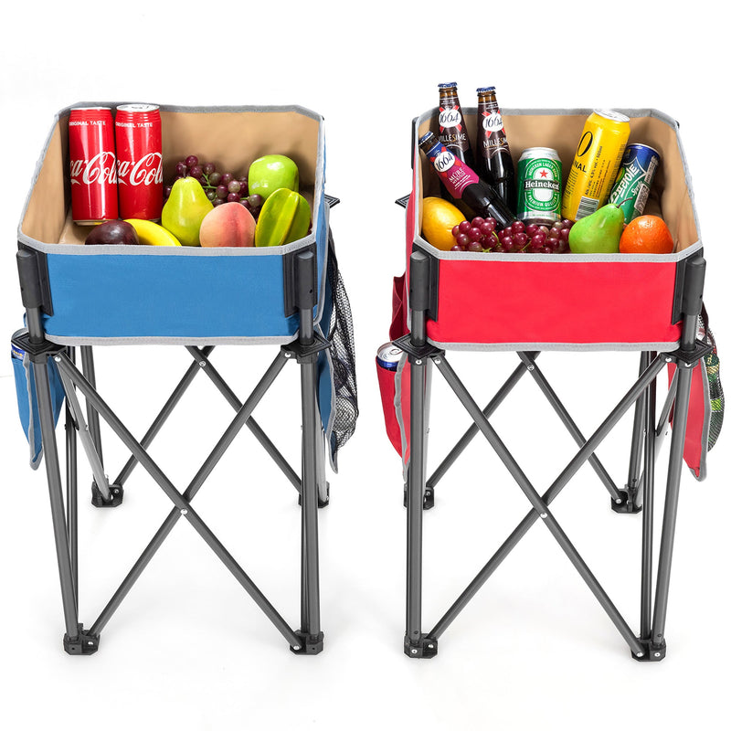 Load image into Gallery viewer, 2 Pieces Folding Camping Tables with Large Capacity Storage Sink for Picnic
