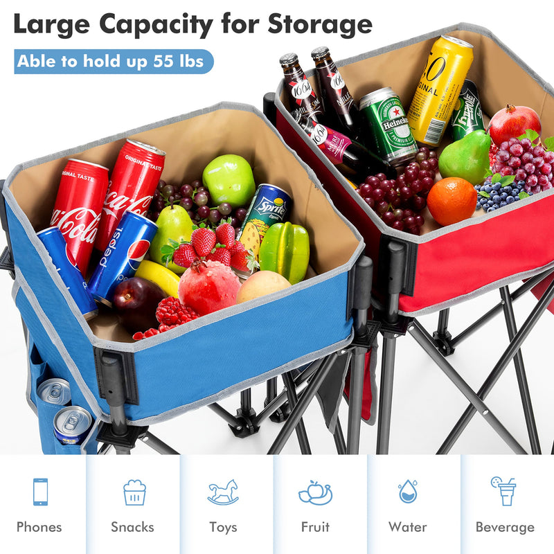 Load image into Gallery viewer, 2 Pieces Folding Camping Tables with Large Capacity Storage Sink for Picnic
