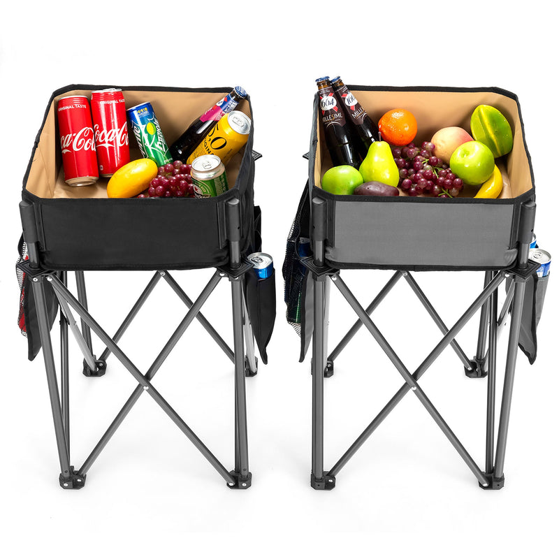 Load image into Gallery viewer, 2 Pieces Folding Camping Tables with Large Capacity Storage Sink for Picnic
