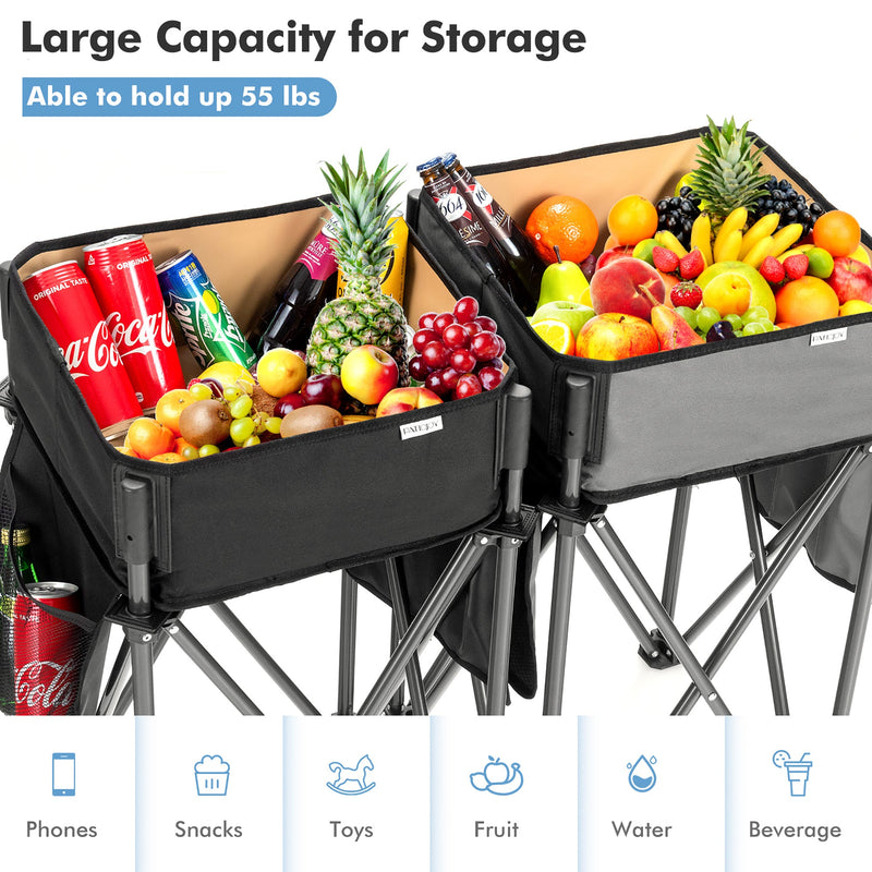 Load image into Gallery viewer, 2 Pieces Folding Camping Tables with Large Capacity Storage Sink for Picnic
