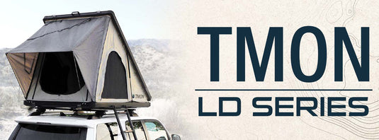 LD TMON Clamshell Aluminum Hard Shell Roof Top Tent - 2 Person Capacity, Tan Body & Green Rainfly