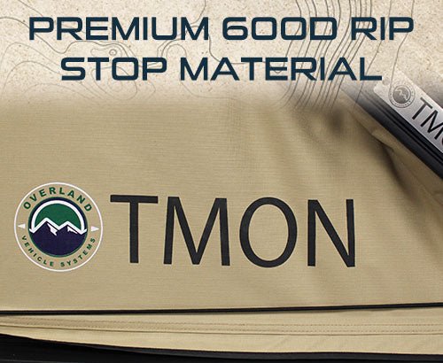 LD TMON Clamshell Aluminum Hard Shell Roof Top Tent - 2 Person Capacity, Tan Body & Green Rainfly