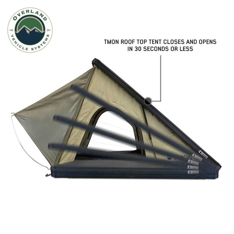 Load image into Gallery viewer, LD TMON Clamshell Aluminum Hard Shell Roof Top Tent - 2 Person Capacity, Tan Body &amp; Green Rainfly
