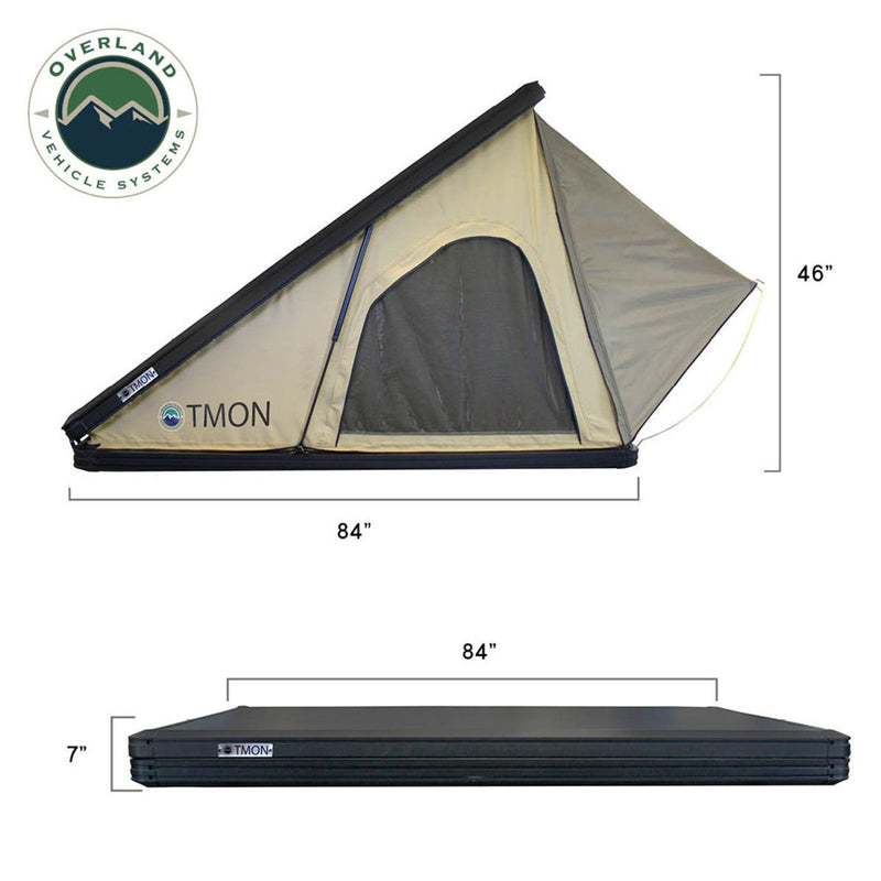 Load image into Gallery viewer, LD TMON Clamshell Aluminum Hard Shell Roof Top Tent - 2 Person Capacity, Tan Body &amp; Green Rainfly
