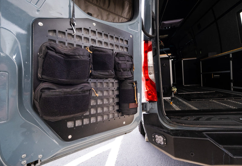 Load image into Gallery viewer, The Original Rear Door Modular MOLLE Storage Panel for Mercedes Sprinter (2019+) by FreedomVanGo
