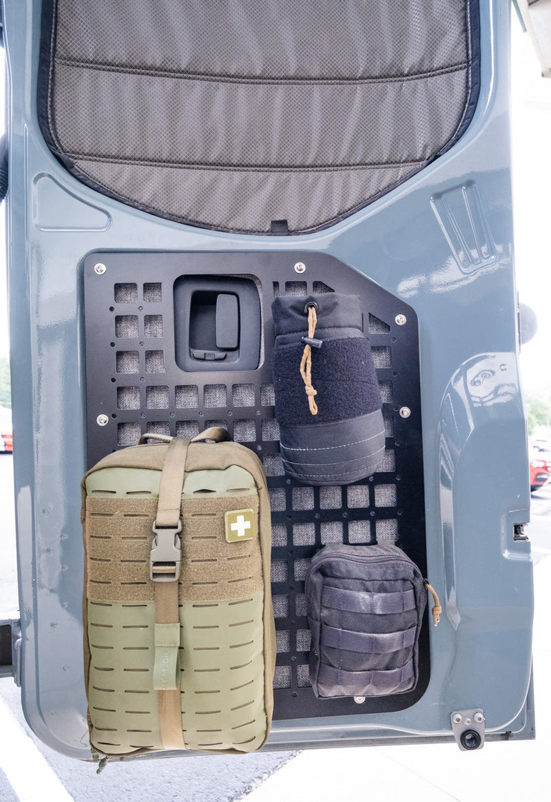 Load image into Gallery viewer, The Original Rear Door Modular MOLLE Storage Panel for Mercedes Sprinter (2019+) by FreedomVanGo
