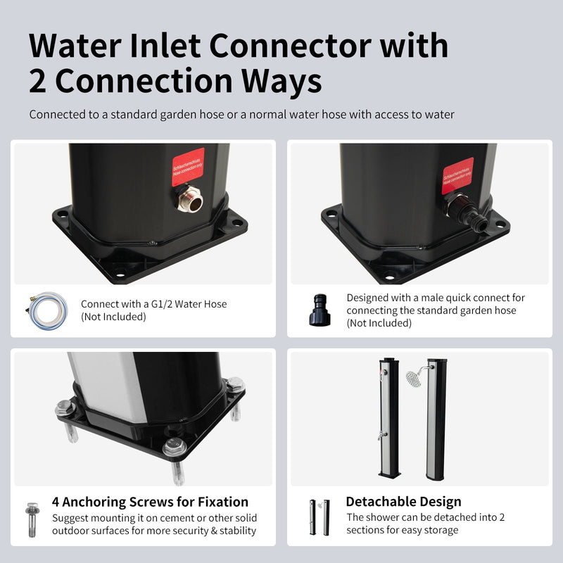 Load image into Gallery viewer, 7.2 Feet 9.3 Gallon Solar Heated Shower with Adjustable Head and Foot Tap
