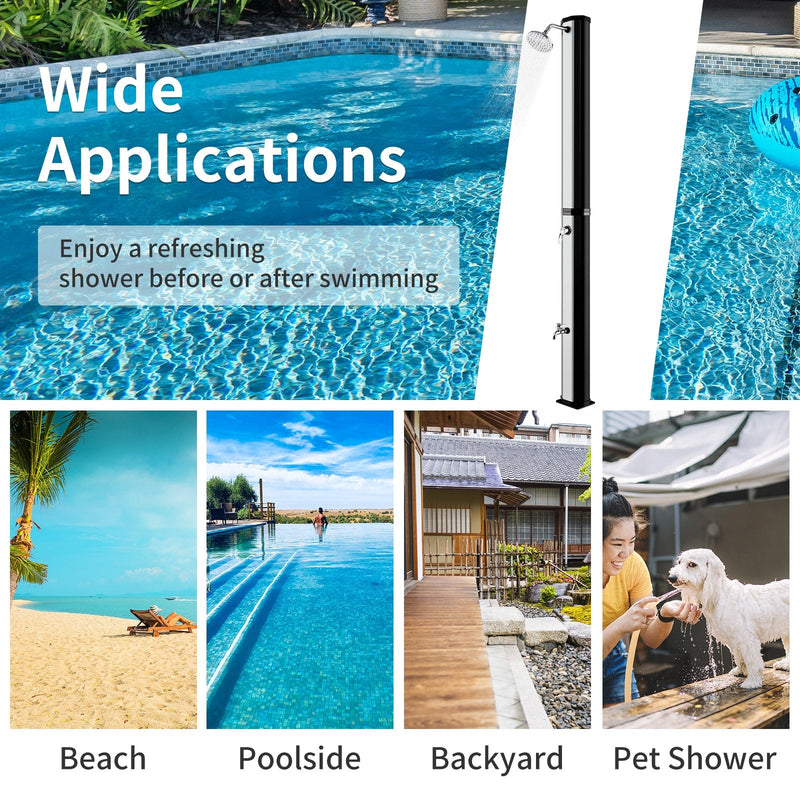 Load image into Gallery viewer, 7.2 Feet 9.3 Gallon Solar Heated Shower with Adjustable Head and Foot Tap
