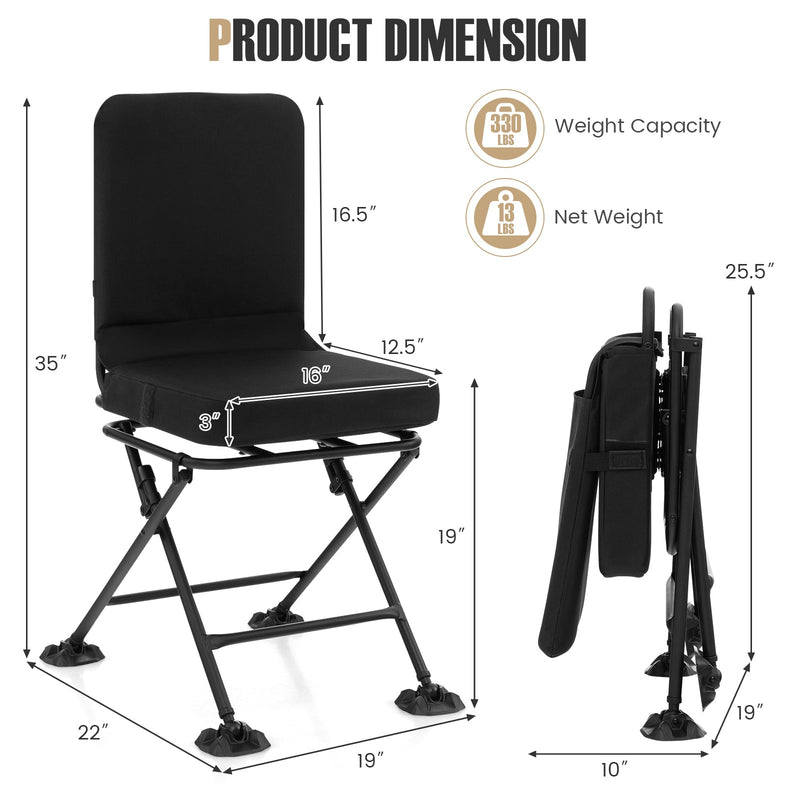 Load image into Gallery viewer, Swivel Folding Chair with Backrest and Padded Cushion

