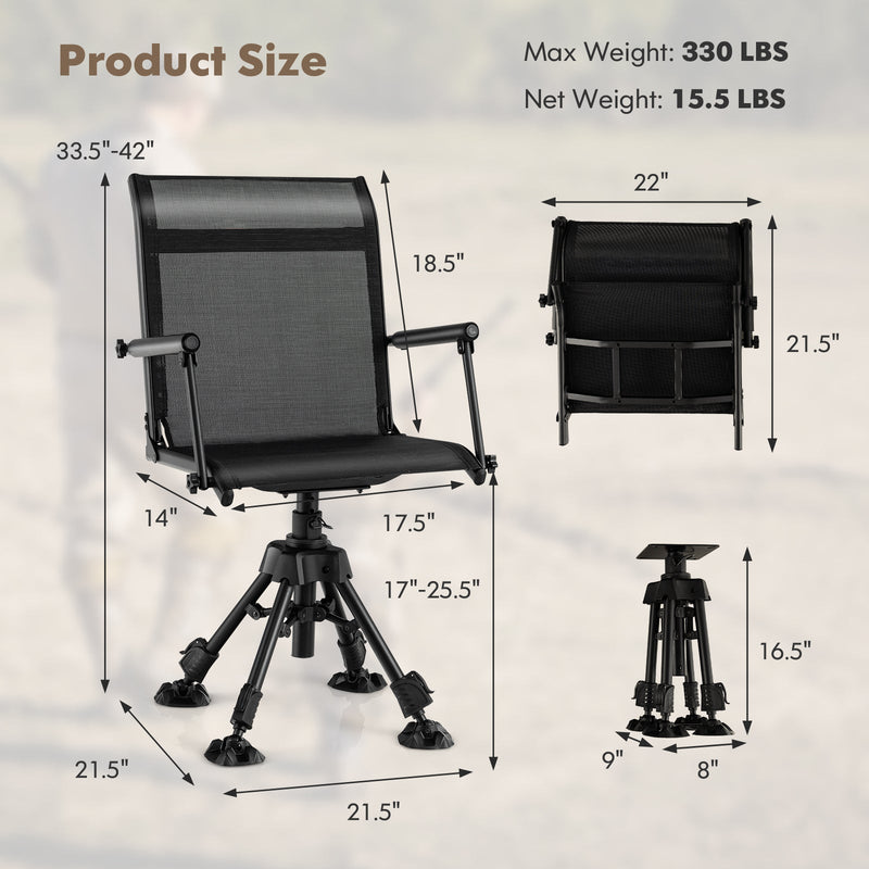 Load image into Gallery viewer, Folding Swivel Patio Chair with 4 Adjustable Leg
