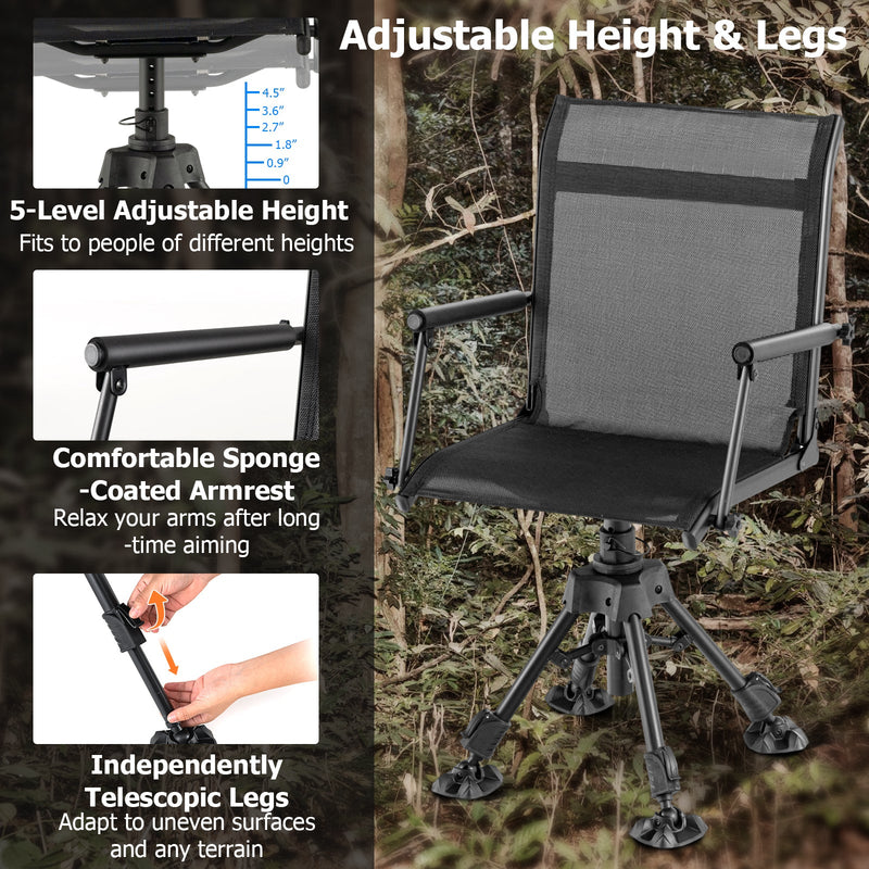 Load image into Gallery viewer, Folding Swivel Patio Chair with 4 Adjustable Leg
