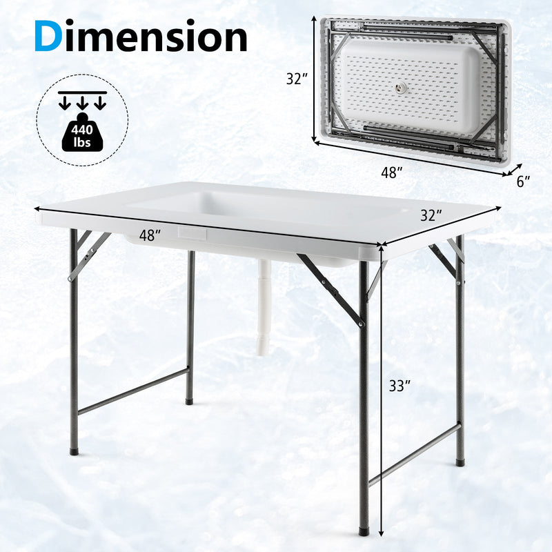 Load image into Gallery viewer, 4 Feet Folding Ice Bin Table with Skirt for Camping Picnic Wedding-White
