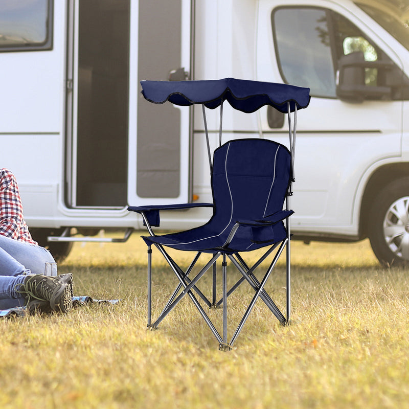 Load image into Gallery viewer, Portable Folding Beach Canopy Chair with Cup Holders
