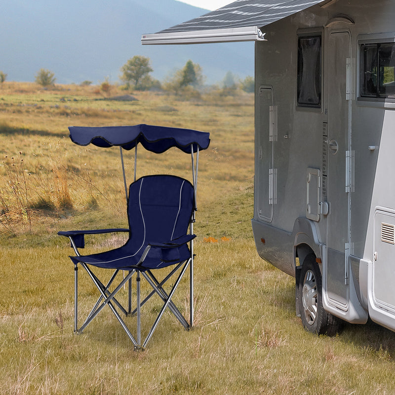 Load image into Gallery viewer, Portable Folding Beach Canopy Chair with Cup Holders
