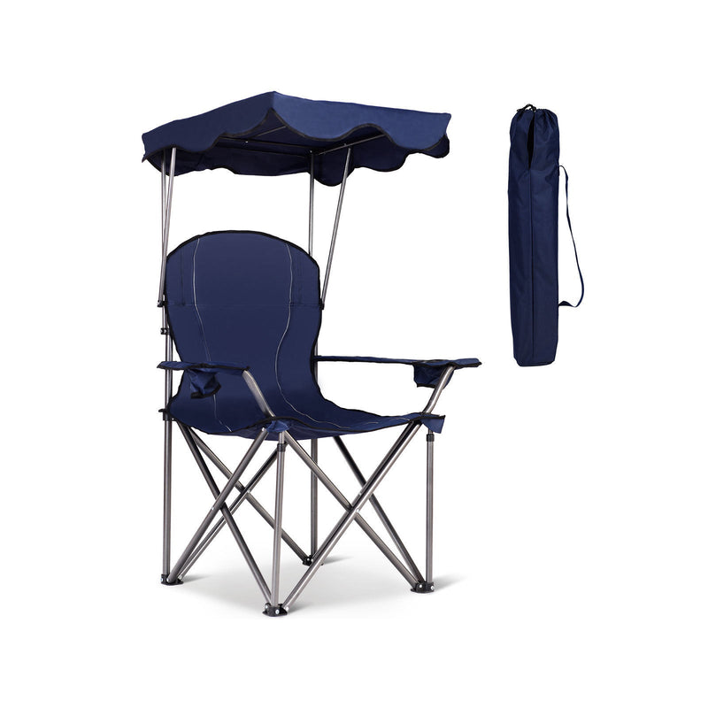 Load image into Gallery viewer, Portable Folding Beach Canopy Chair with Cup Holders
