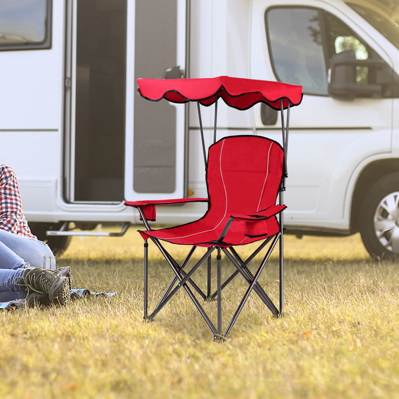 Load image into Gallery viewer, Portable Folding Beach Canopy Chair with Cup Holders
