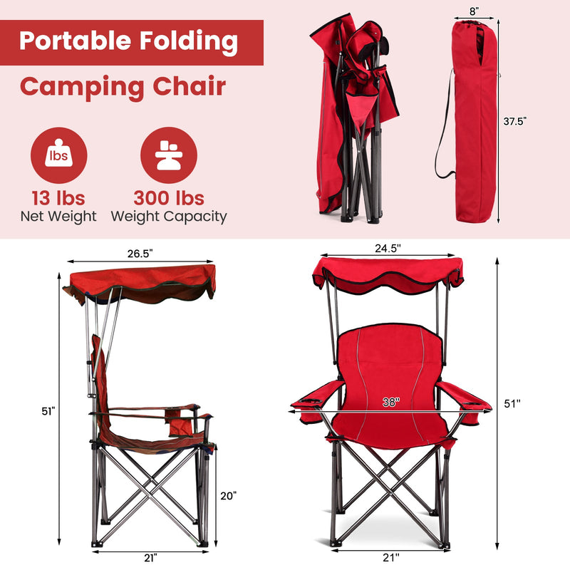 Load image into Gallery viewer, Portable Folding Beach Canopy Chair with Cup Holders
